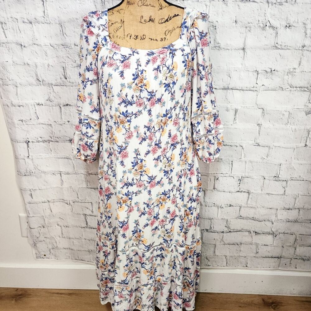 Revolve calista midi dress Sz m floral balloon sleeve boho A42C